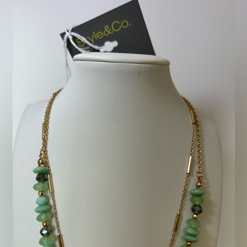 Style & Co. Gold and Green Beaded Necklace - Picture 5 of 6